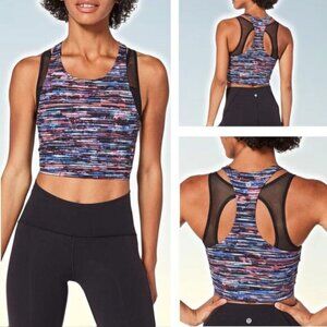 LULULEMON Break Free Tank Nulux Sz 4 Hinshu Alpine White Multi / Black